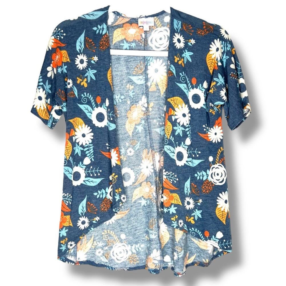Girls LuLaRoe Floral Open Cardigan Bianka Kimono Size 2
